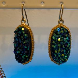 Iridescent blue and green earrings